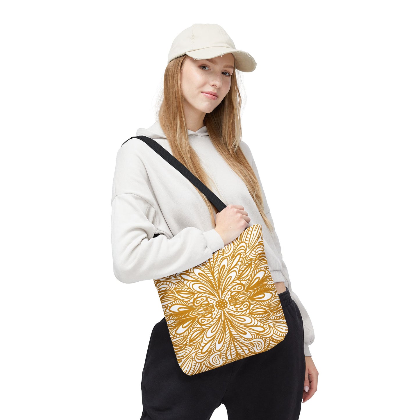 Tote Bag Aurea White - Organic material - Original Mandala Hand Designed