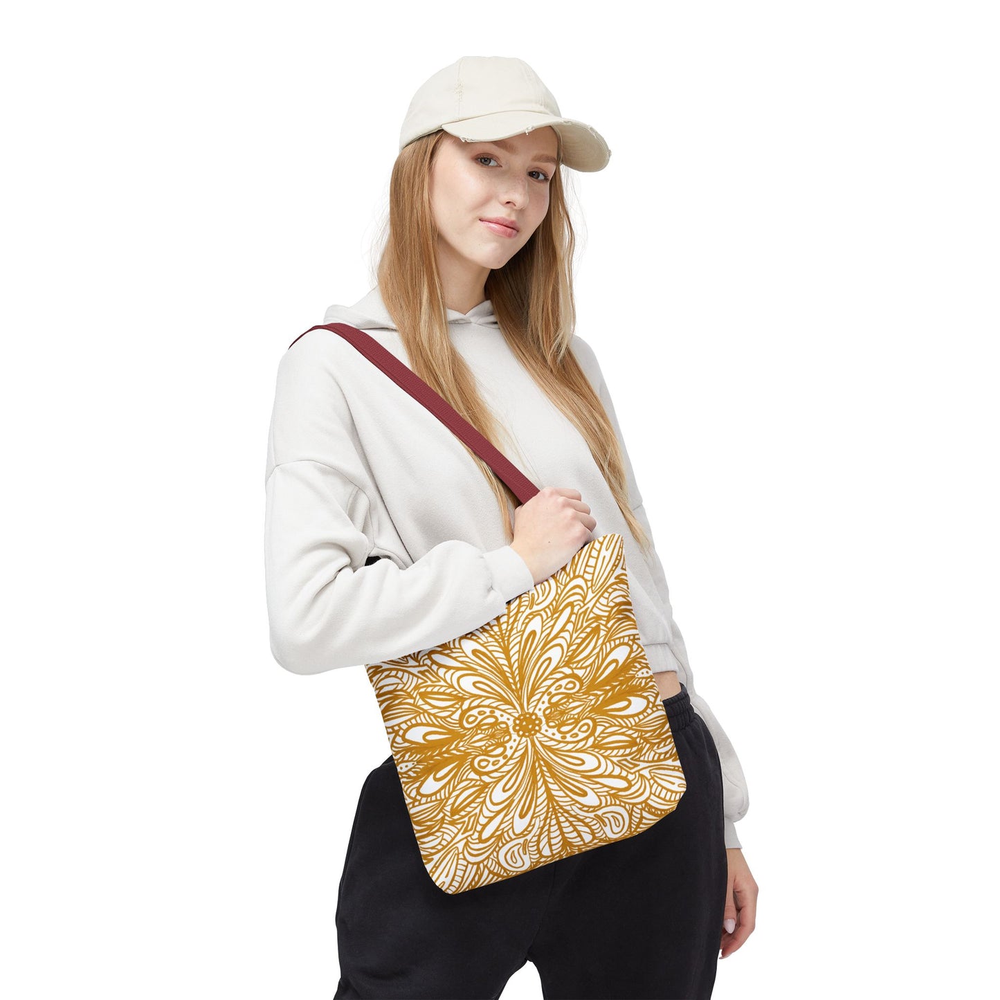 Tote Bag Aurea White - Organic material - Original Mandala Hand Designed