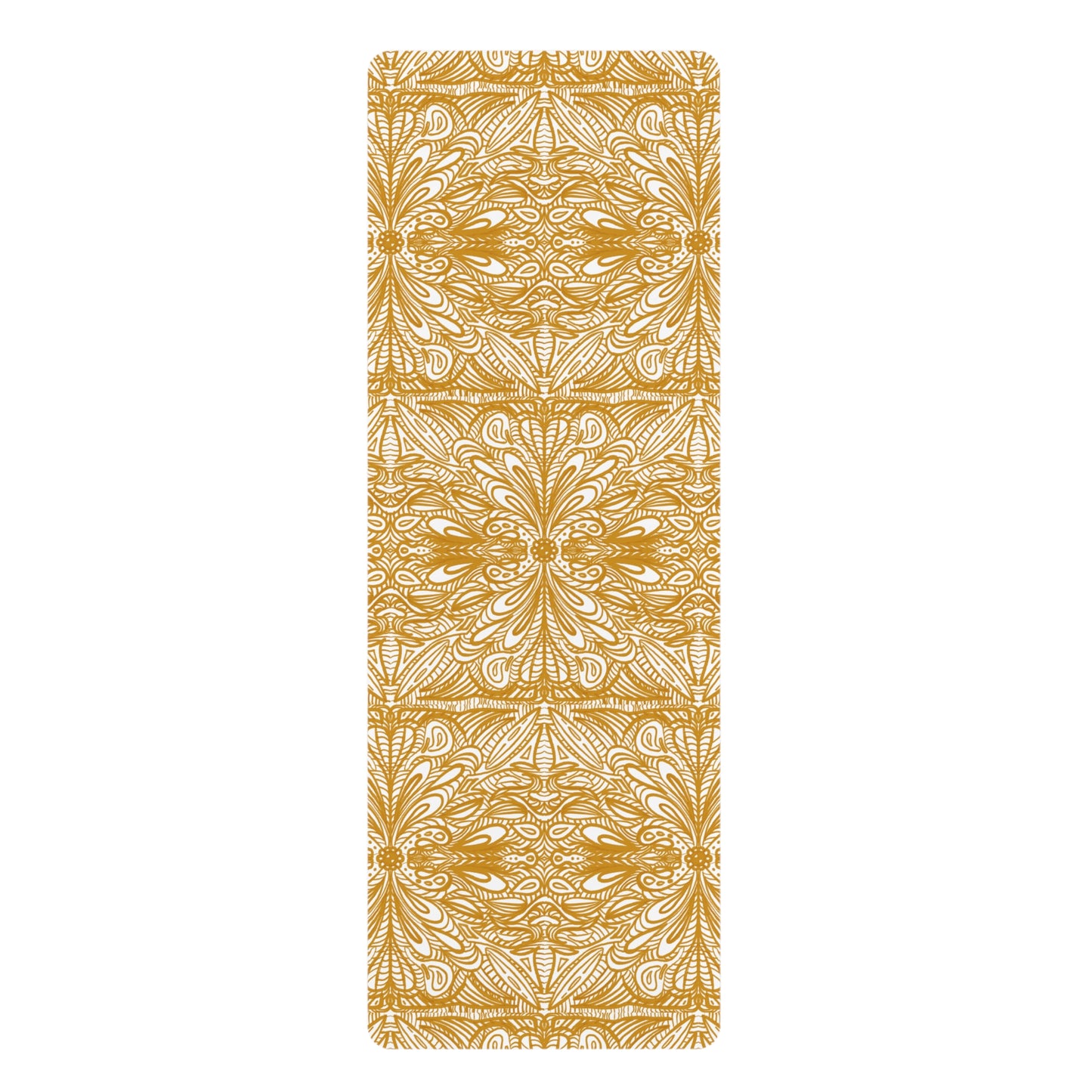 Aurea white Rubber Yoga Mat with Beautiful Pattern mandalas, Eco-Friendly Mat for Home Fitness, Meditation, Gift for Yoga Lovers, Perfect for Classes