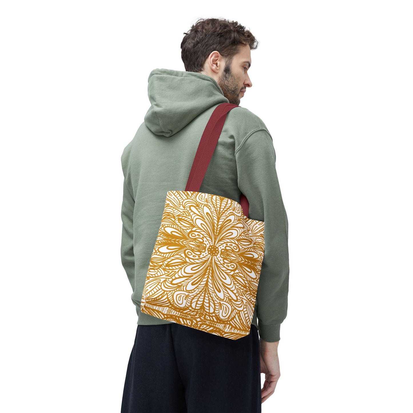 Tote Bag Aurea White - Organic material - Original Mandala Hand Designed