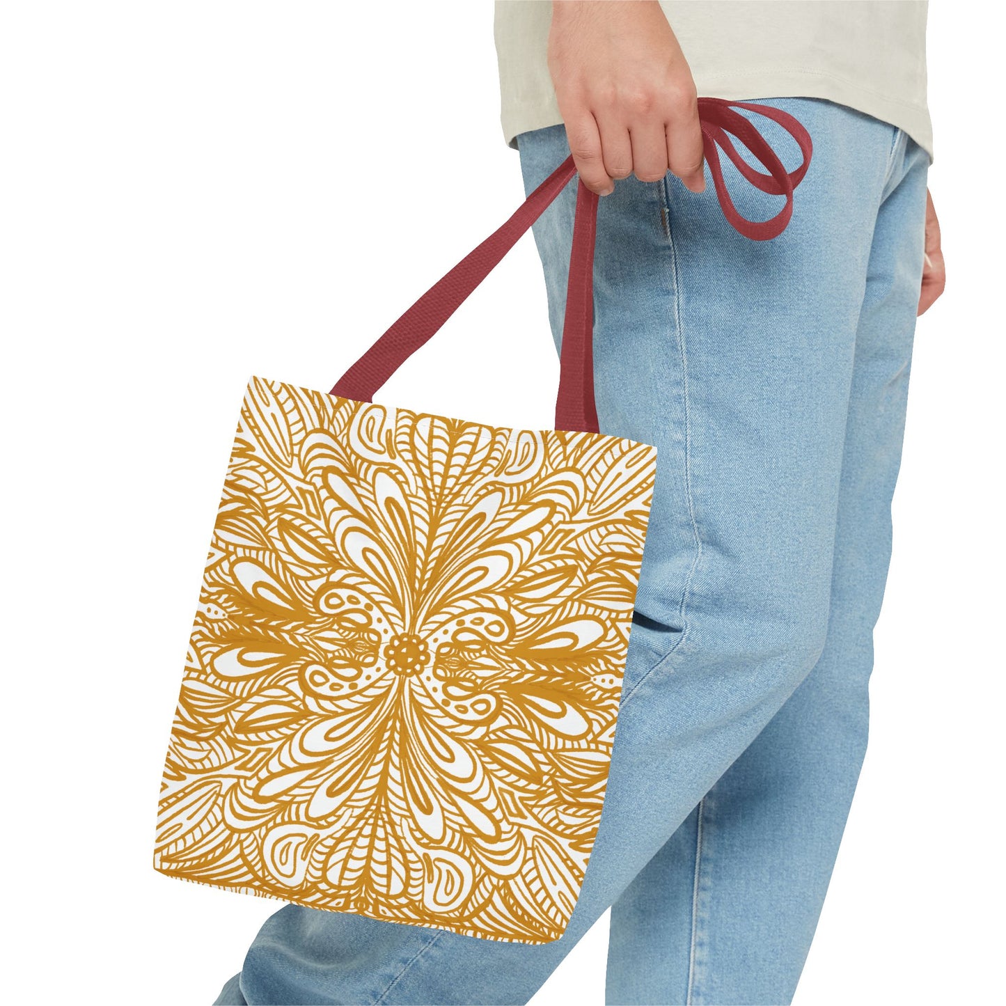 Tote Bag Aurea White - Organic material - Original Mandala Hand Designed