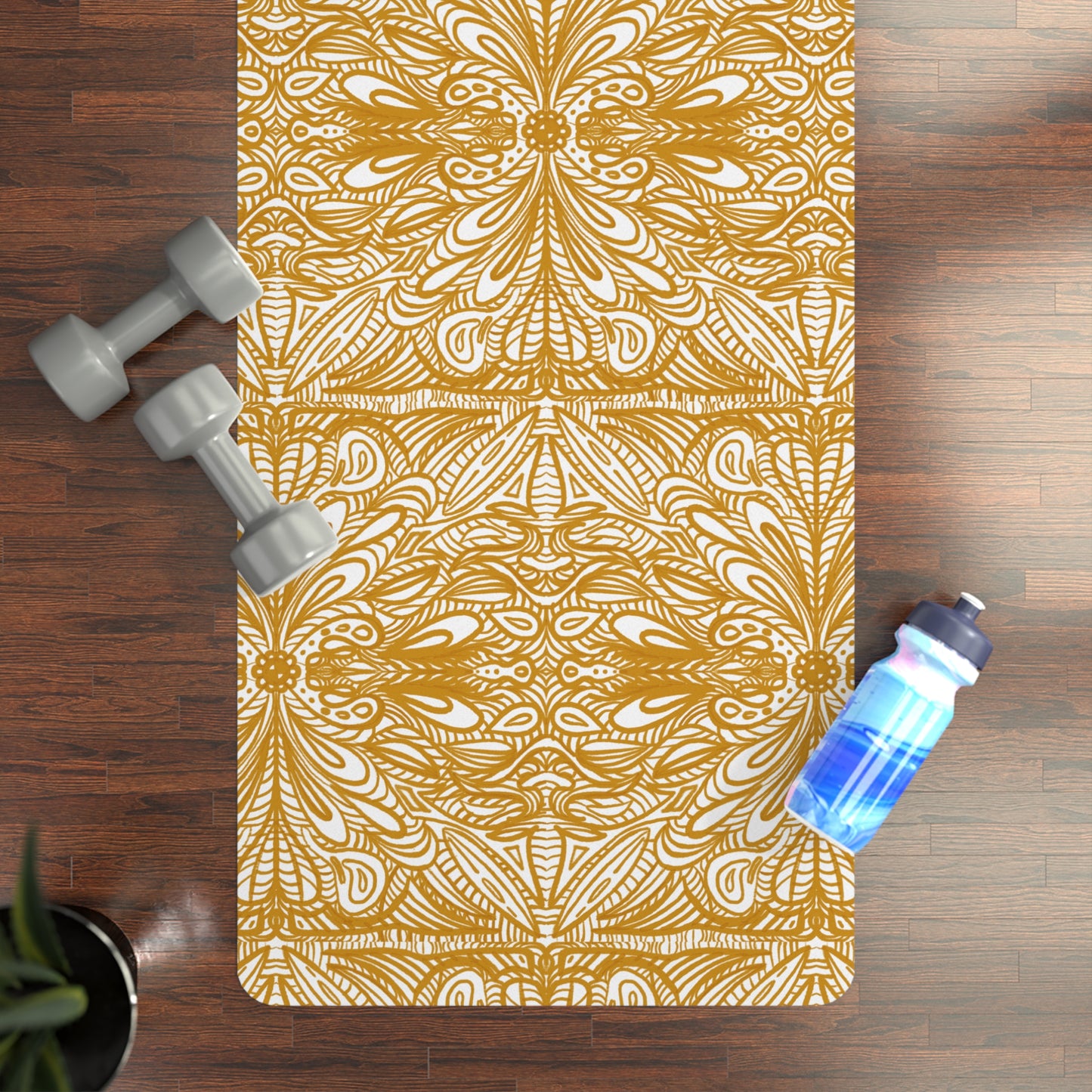 Aurea white Rubber Yoga Mat with Beautiful Pattern mandalas, Eco-Friendly Mat for Home Fitness, Meditation, Gift for Yoga Lovers, Perfect for Classes