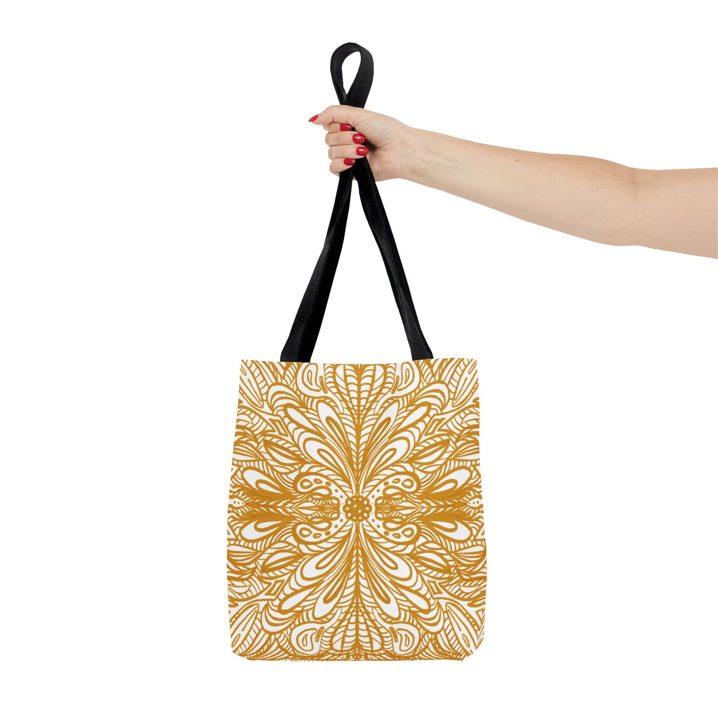Tote Bag Aurea White - Organic material - Original Mandala Hand Designed