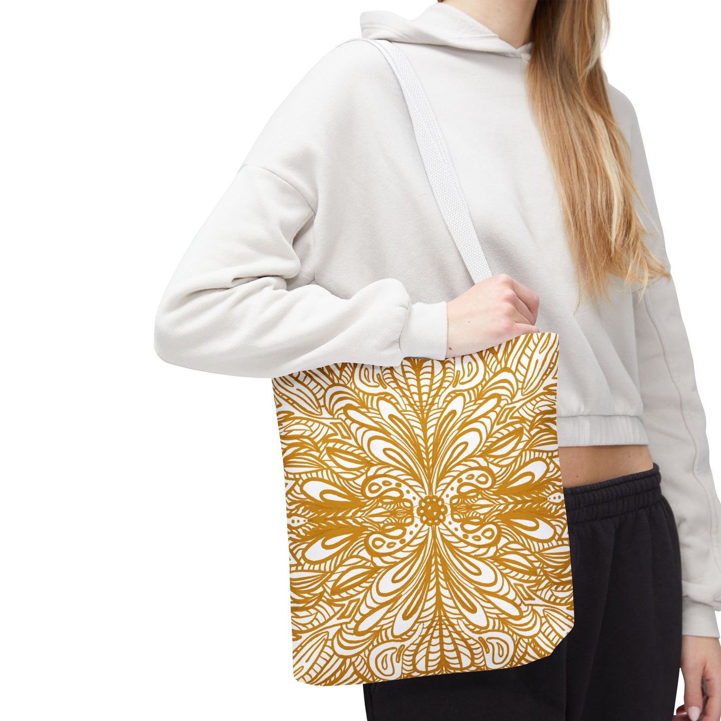 Tote Bag Aurea White - Organic material - Original Mandala Hand Designed