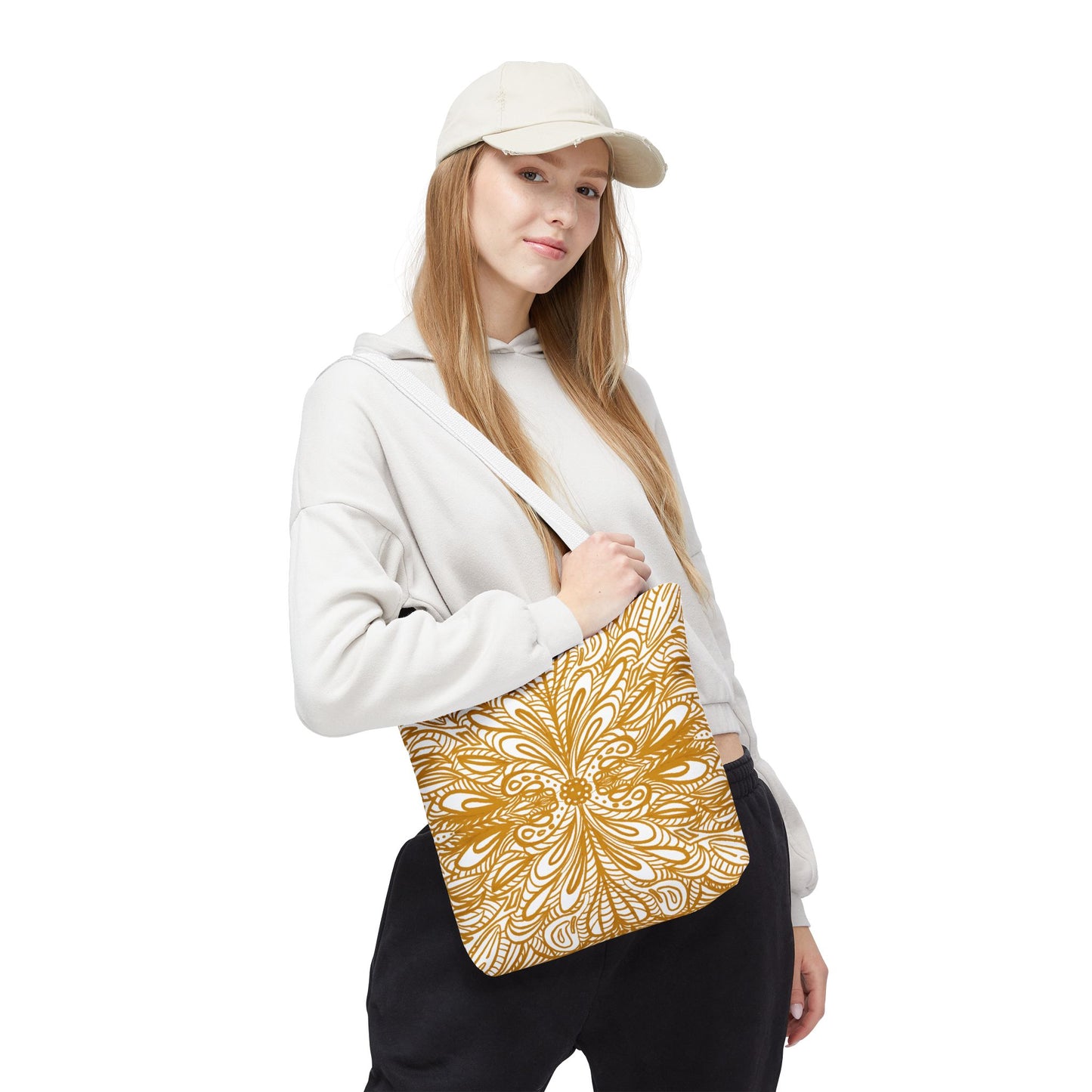 Tote Bag Aurea White - Organic material - Original Mandala Hand Designed