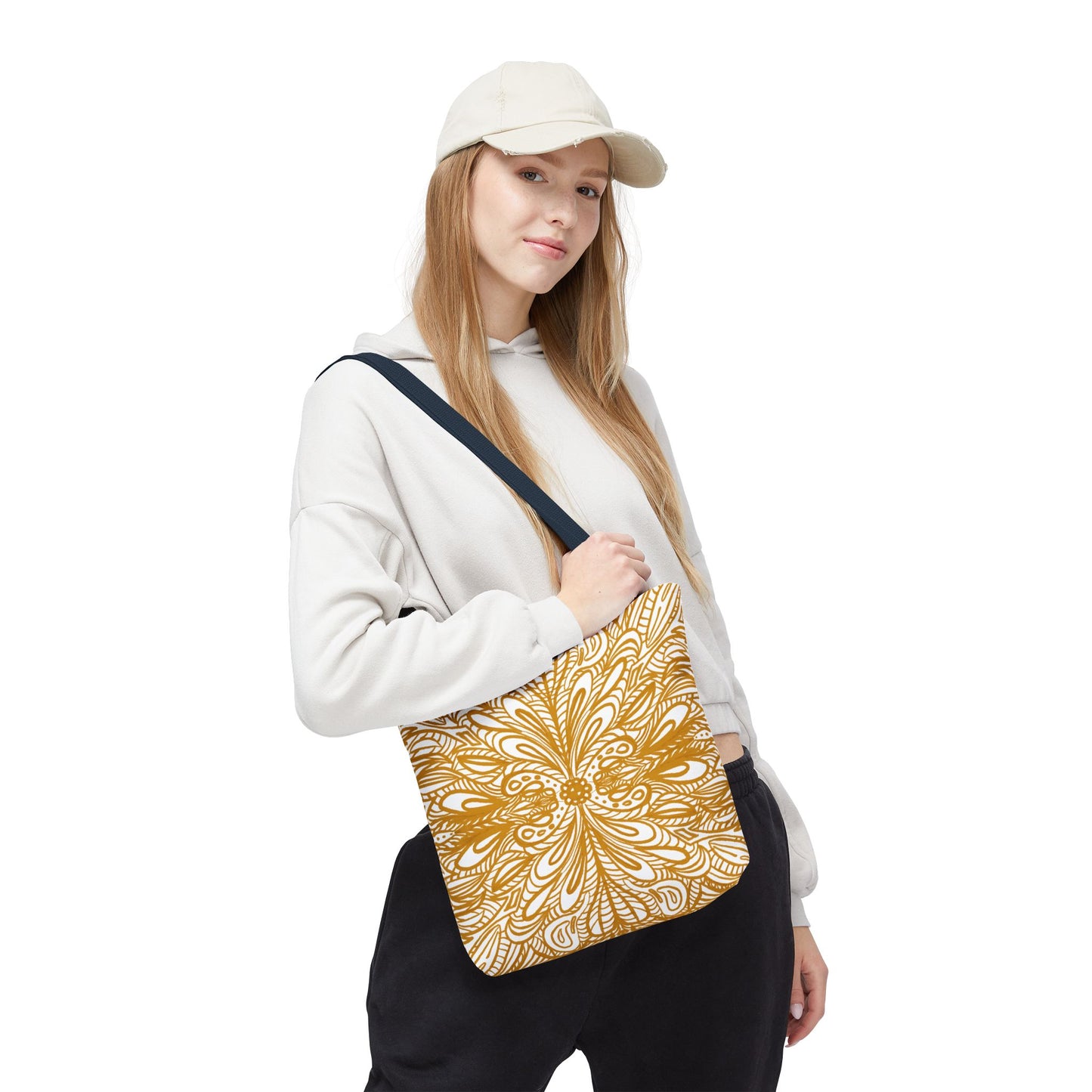 Tote Bag Aurea White - Organic material - Original Mandala Hand Designed