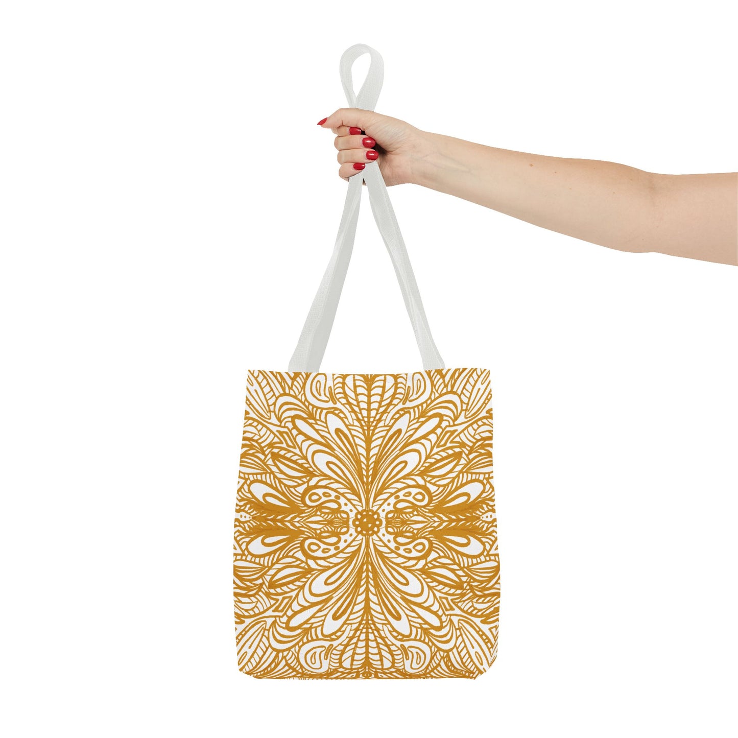 Tote Bag Aurea White - Organic material - Original Mandala Hand Designed