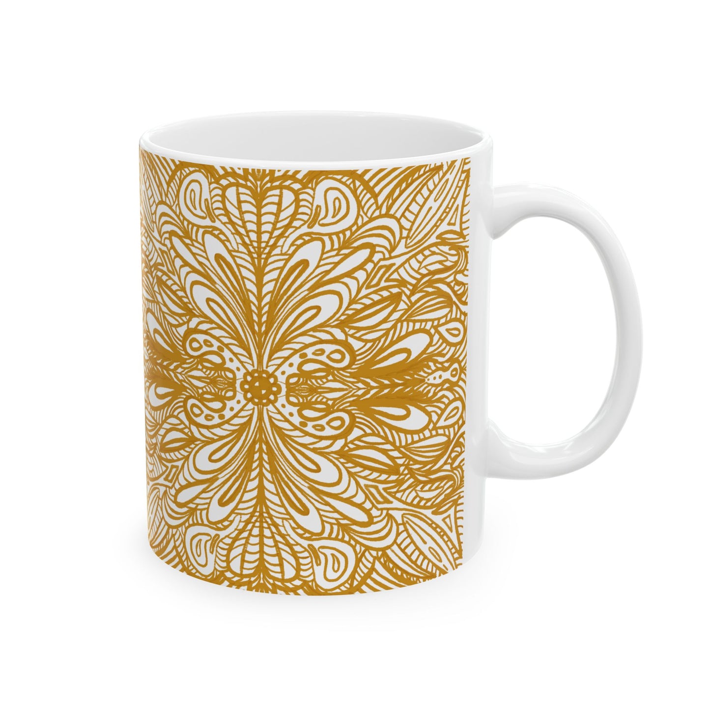 Ceramic Mug , Aurea Organic Mandala, Petals Sacred Portal Design