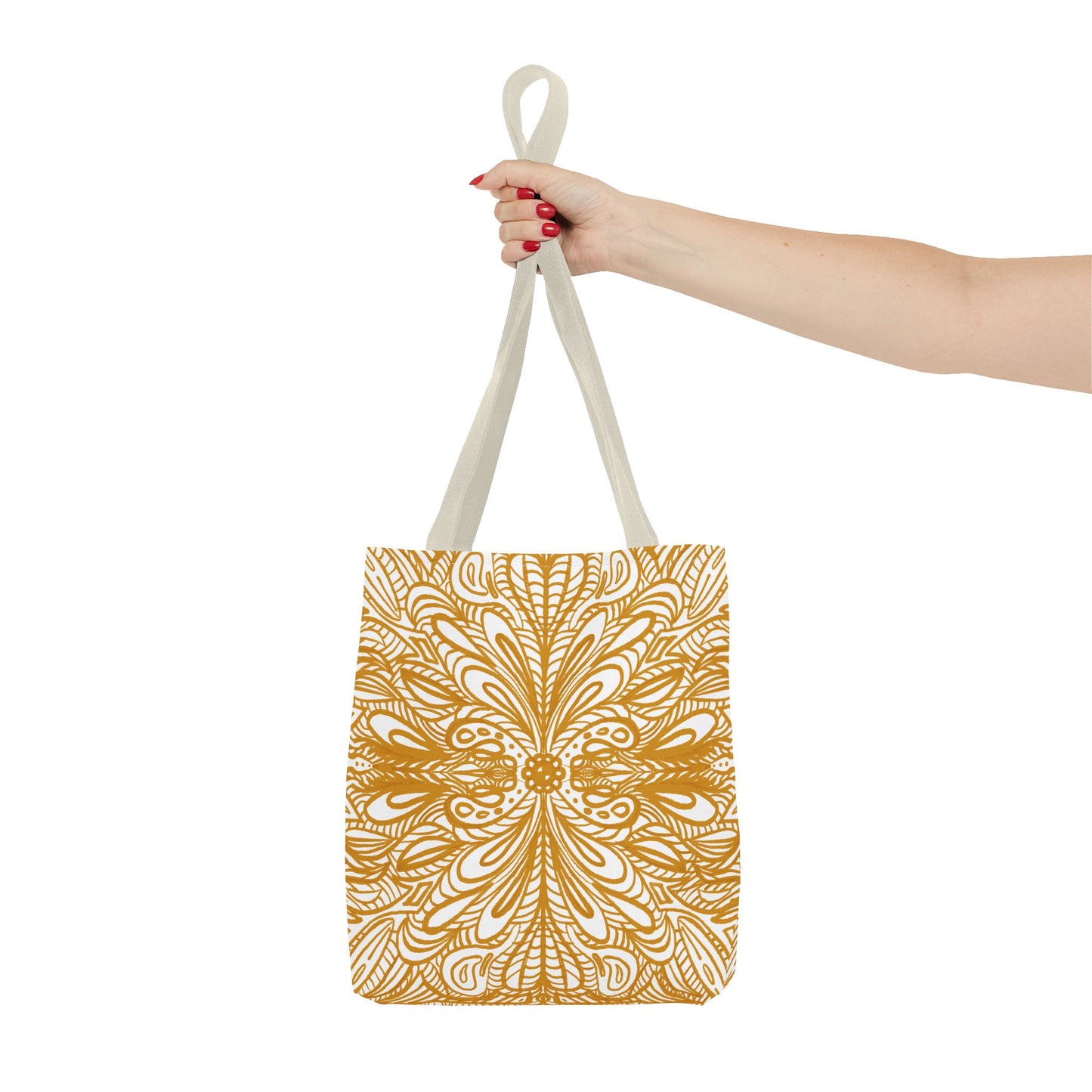 Tote Bag Aurea White - Organic material - Original Mandala Hand Designed