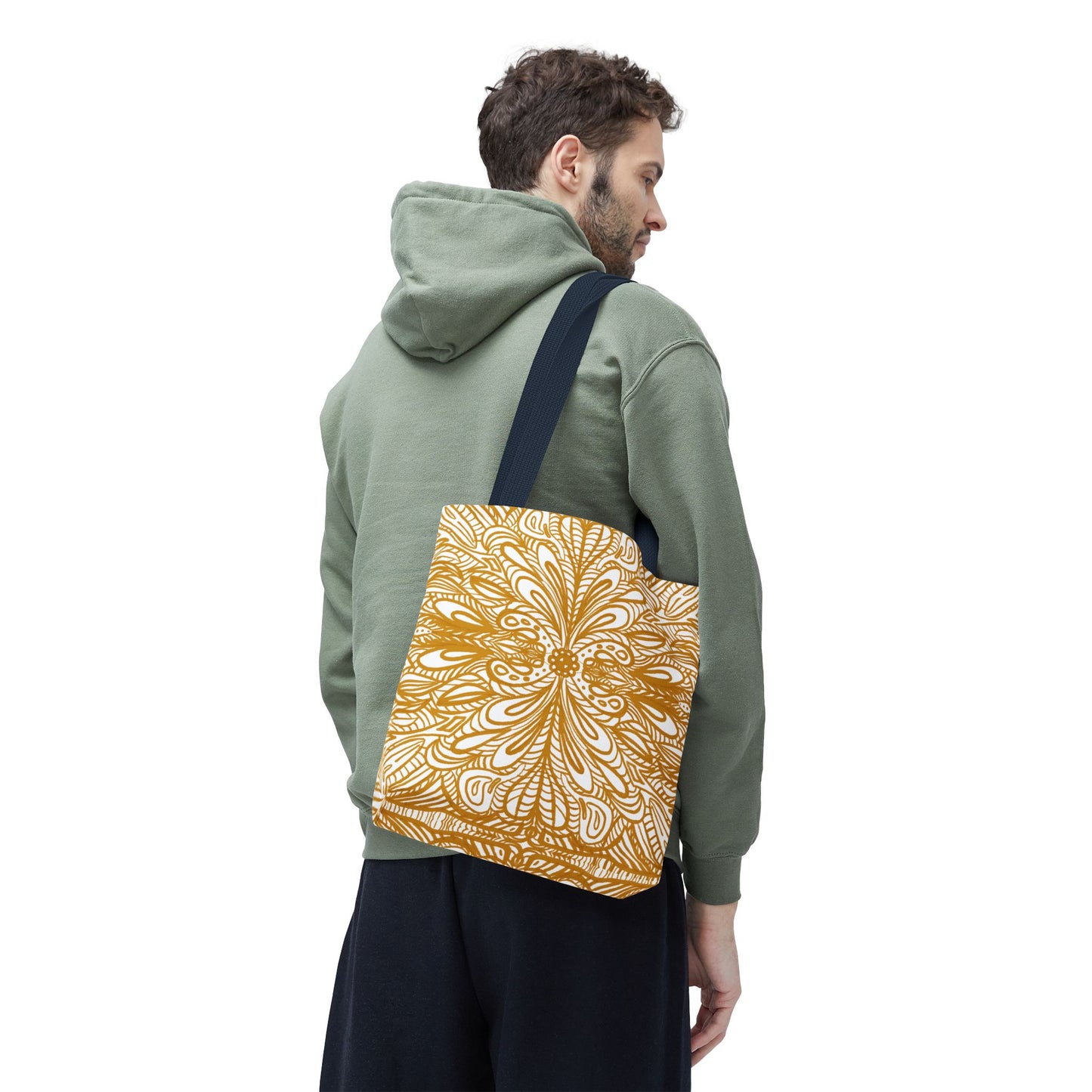 Tote Bag Aurea White - Organic material - Original Mandala Hand Designed