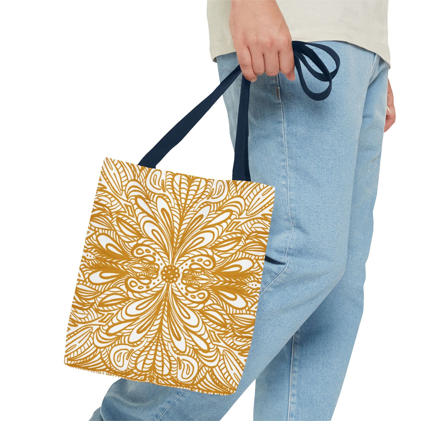 Tote Bag Aurea White - Organic material - Original Mandala Hand Designed