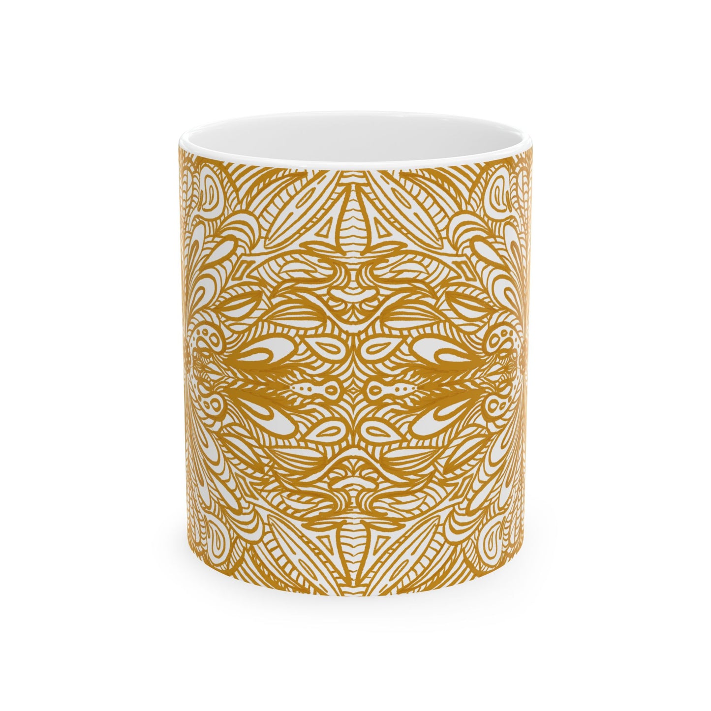 Ceramic Mug , Aurea Organic Mandala, Petals Sacred Portal Design
