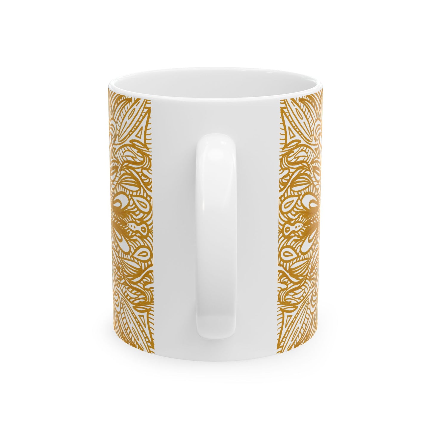 Ceramic Mug , Aurea Organic Mandala, Petals Sacred Portal Design