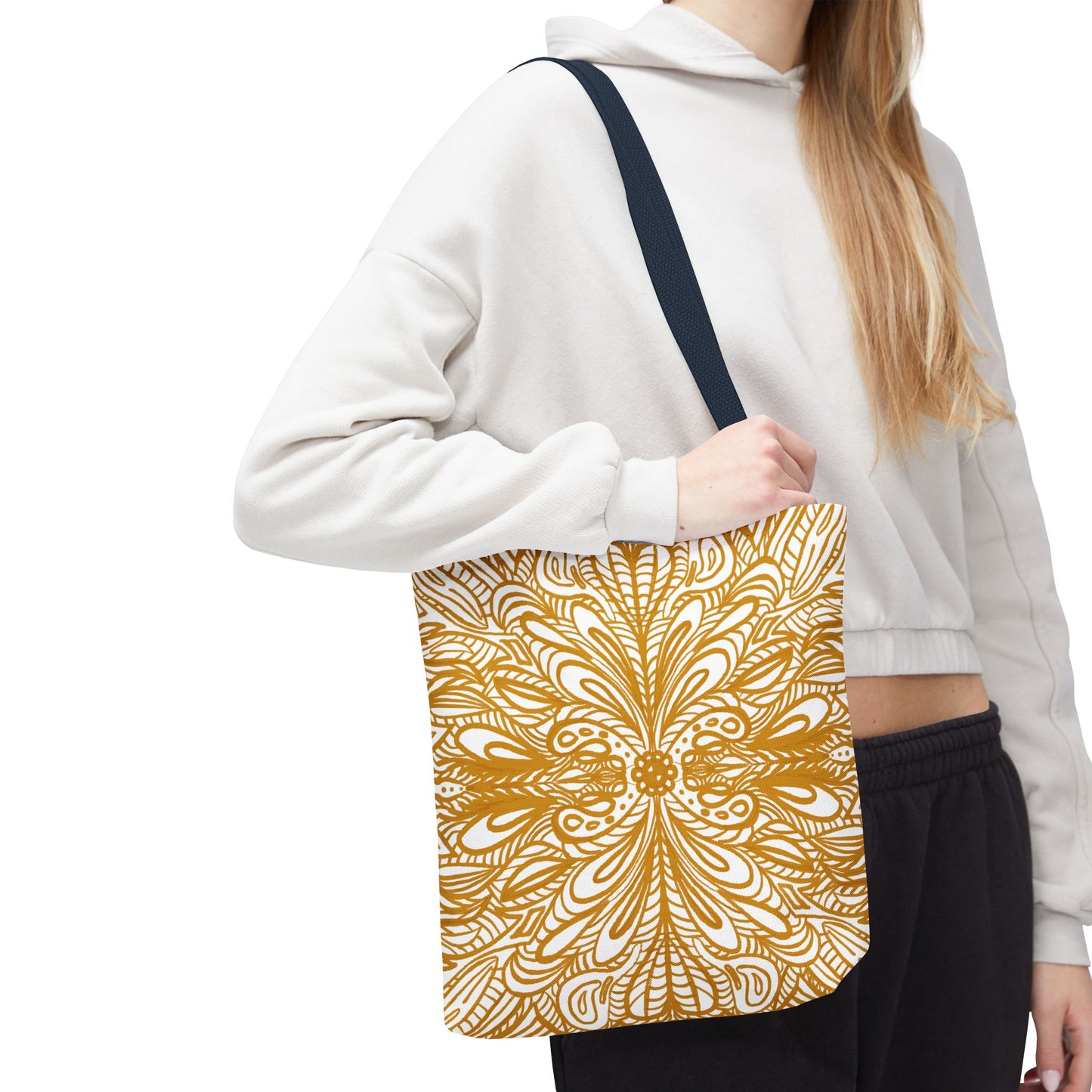 Tote Bag Aurea White - Organic material - Original Mandala Hand Designed