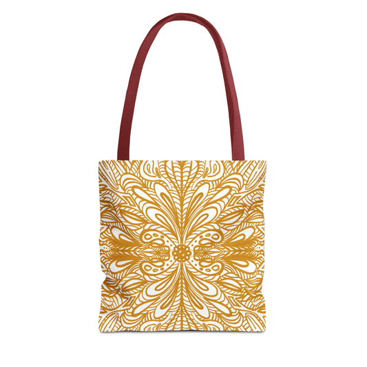 Tote Bag Aurea White - Organic material -  Original Mandala Hand Designed