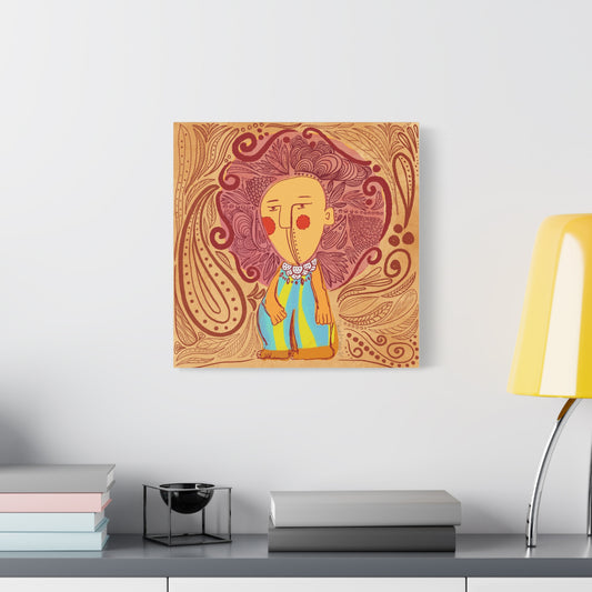 Whimsical Stretched Canvas Art, Playful Home Decor, Unique Gift Idea, Colorful Wall Art, Artistic Wall Hanging, Room Decor