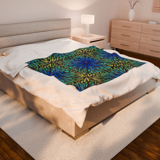 Throw Blanket – Velveteen Plush – Colorful artist's original Pattern