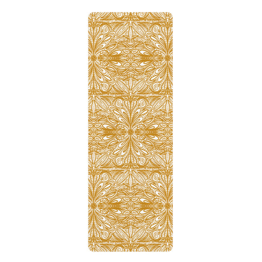 Aurea white Rubber Yoga Mat with Beautiful Pattern mandalas, Eco-Friendly Mat for Home Fitness, Meditation, Gift for Yoga Lovers, Perfect for Classes