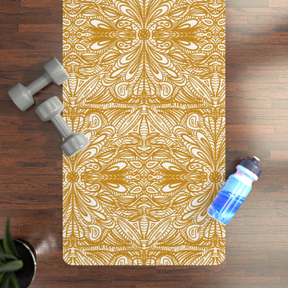 Aurea white Rubber Yoga Mat with Beautiful Pattern mandalas, Eco-Friendly Mat for Home Fitness, Meditation, Gift for Yoga Lovers, Perfect for Classes