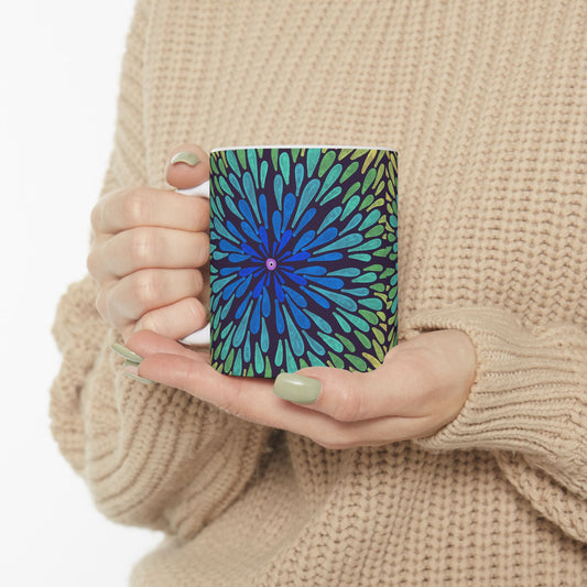 Vibrant Floral Ceramic Mug, Colorful Drinkware, Unique Gift for Her, Boho Home Decor, Coffee Tea Lover, Artful Kitchen Accessory