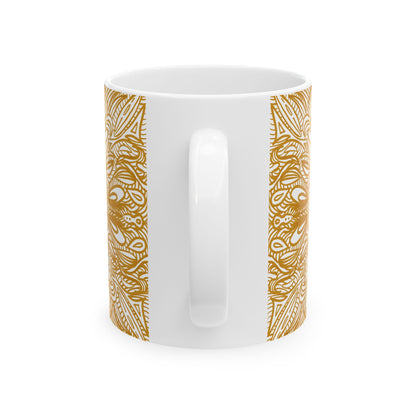 Ceramic Mug , Aurea Organic Mandala, Petals Sacred Portal Design